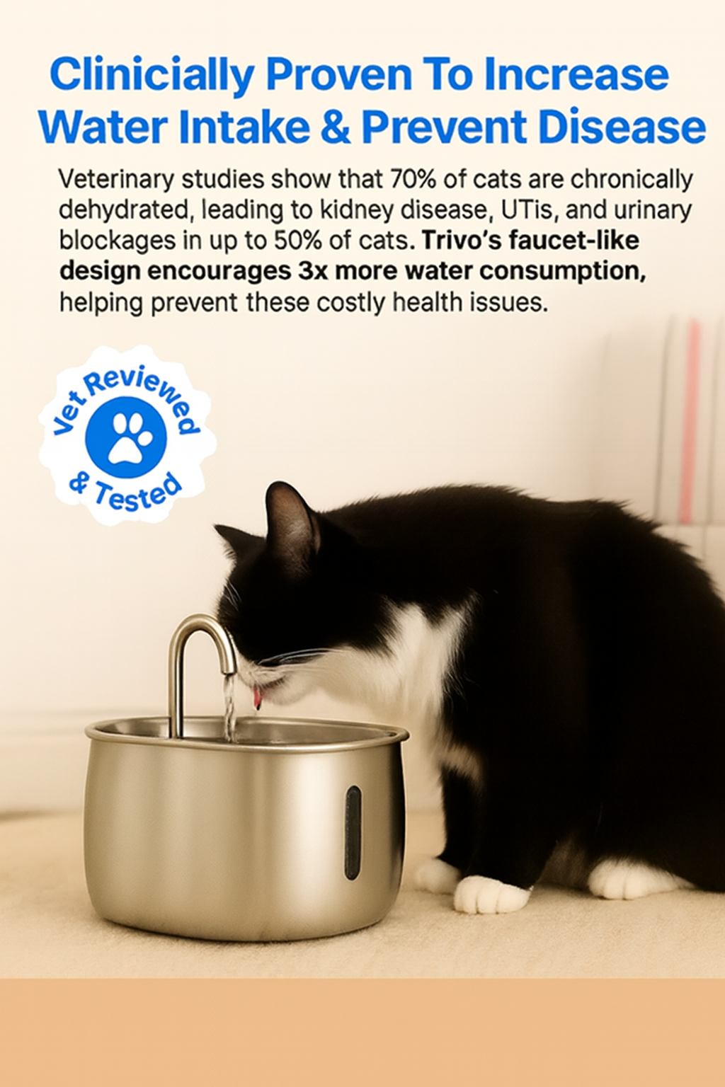 Protect your cat from dehydration and urinary emergencies with Trivo